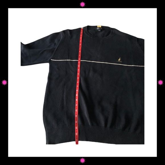 MEN'S NAVY BLUE SWEATER WITH WHITE STRIPE BY NAUTICA MEDIUM - Picture 6 of 8